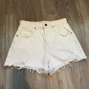 White high rise mom jeans shorts